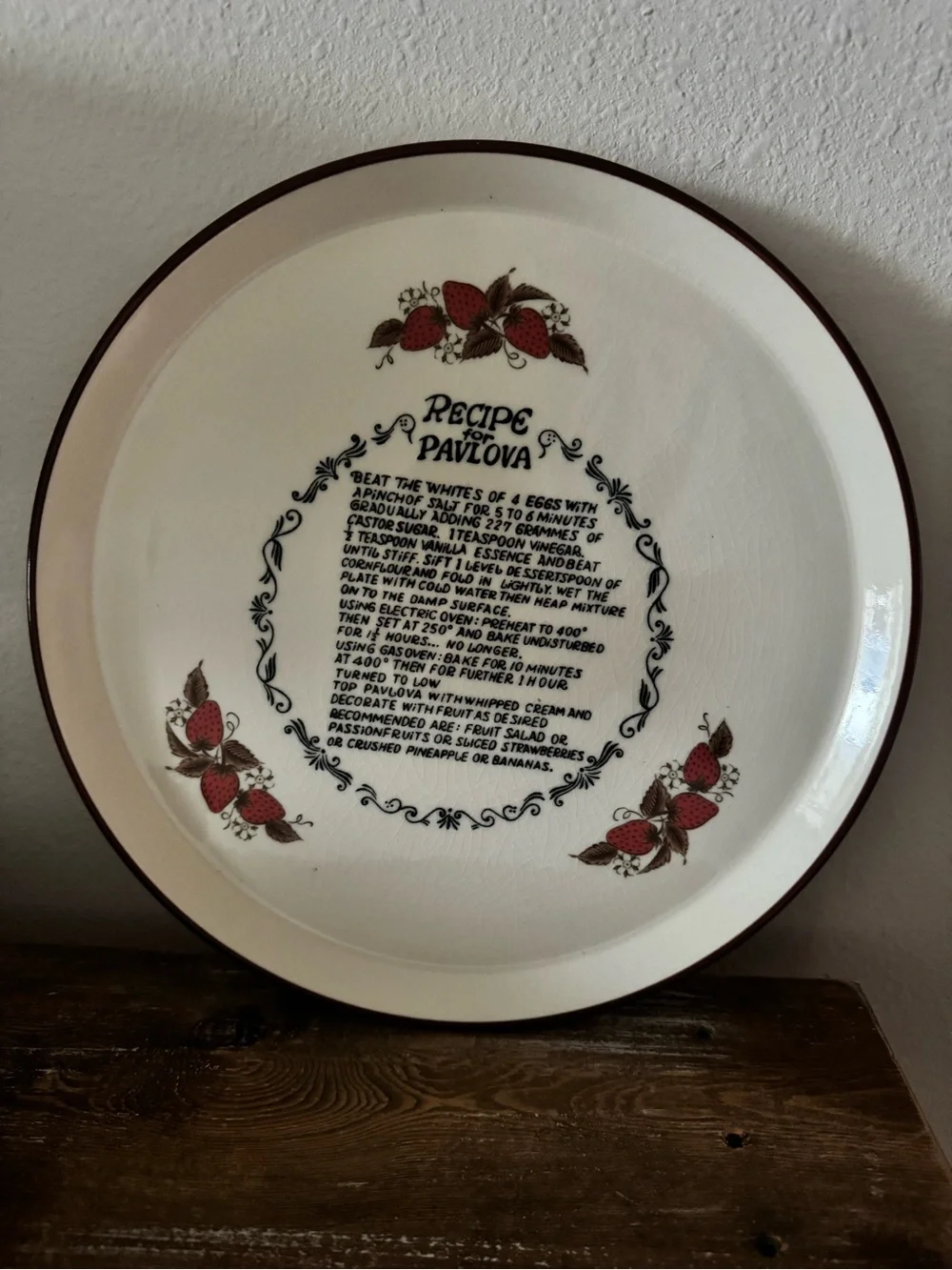 Vintage Pavlova Recipe Decorative Dinner Platter - Cream and Red